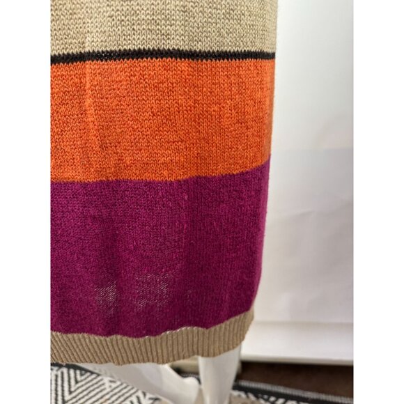 Jones New York Vintage 90s Striped Knit Sweater Dress Beige/Black W/ Orange & Pu - Picture 12 of 16